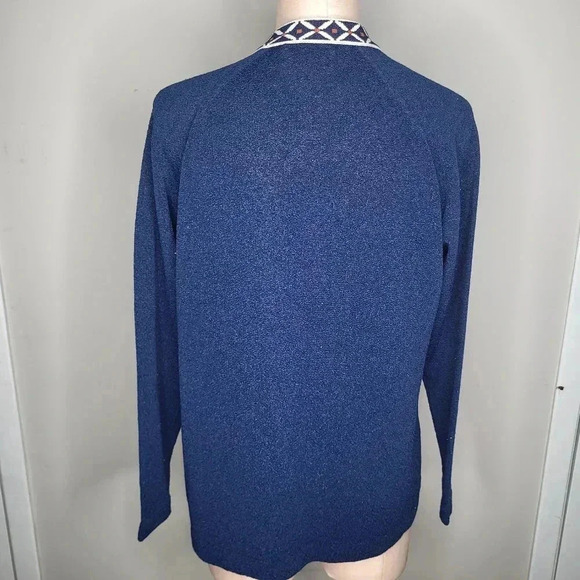 Vintage Talbott Traveler Blue Cardigan Geomtric Pattern Womens Size Medium - Picture 4 of 7